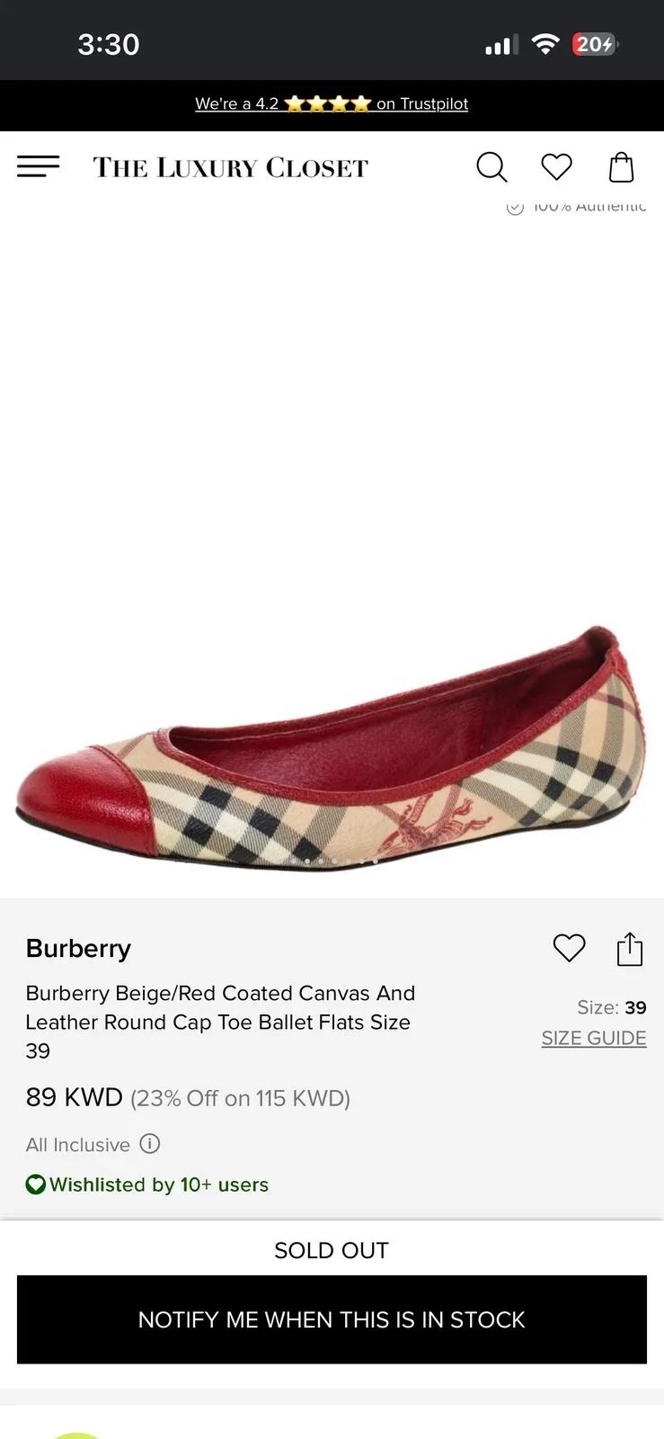 Burberry Flats, size 41, photo 1